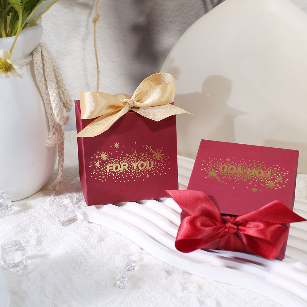 Elegant 5pcs Wedding Favors Gift Boxes with Satin Ribbon